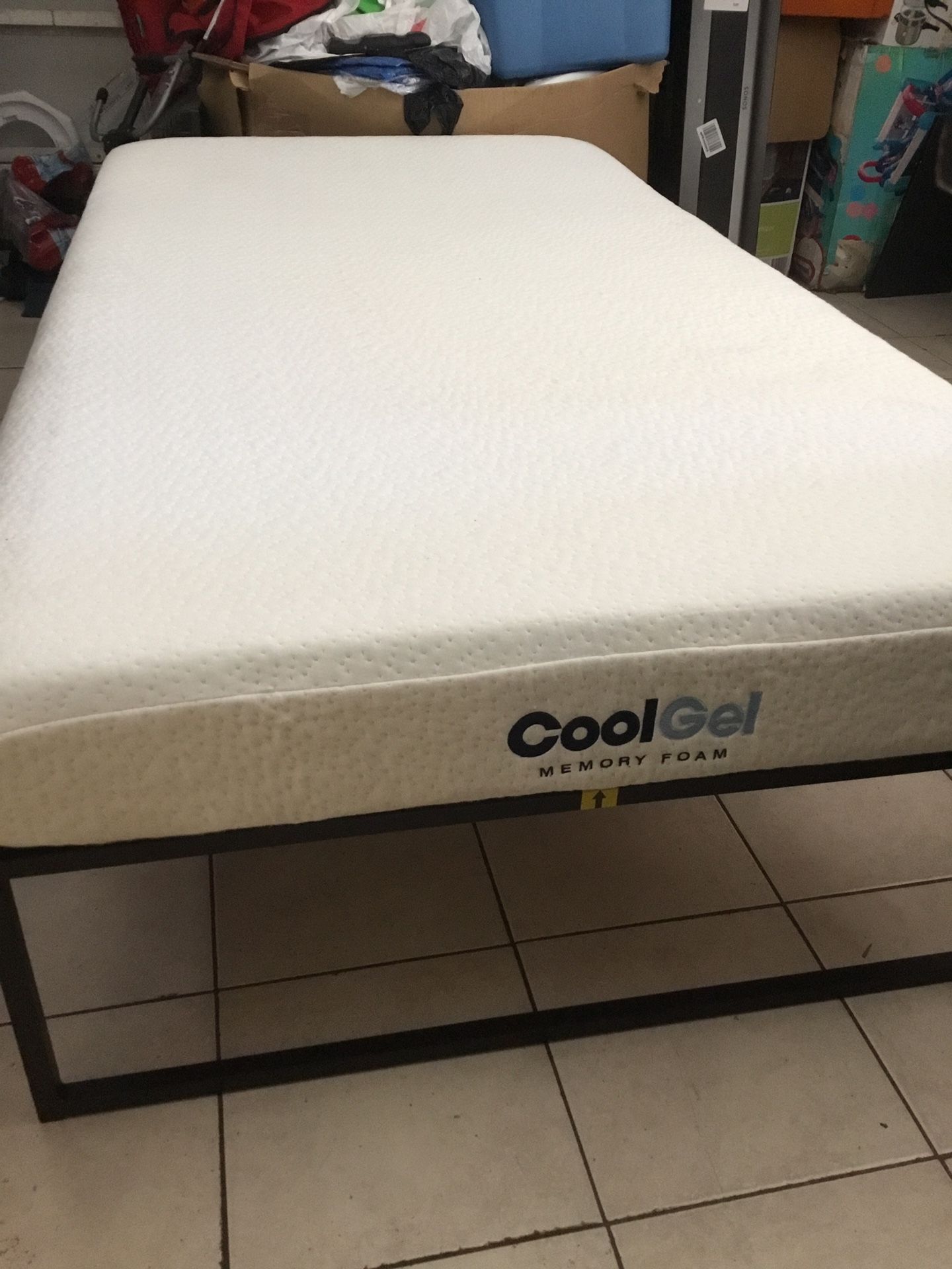 New twins size bed complete with new mattress. Very nice and really good deal for a brand new bed