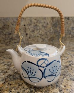 Blue and White Ceramic Japanese Mino-ware Teapot