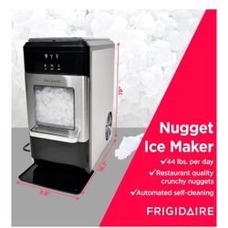 Frigidaire EFIC235-AMZ Countertop Crunchy Chewable Nugget Ice Maker, 44lbs per Day, Self Cleaning Fu