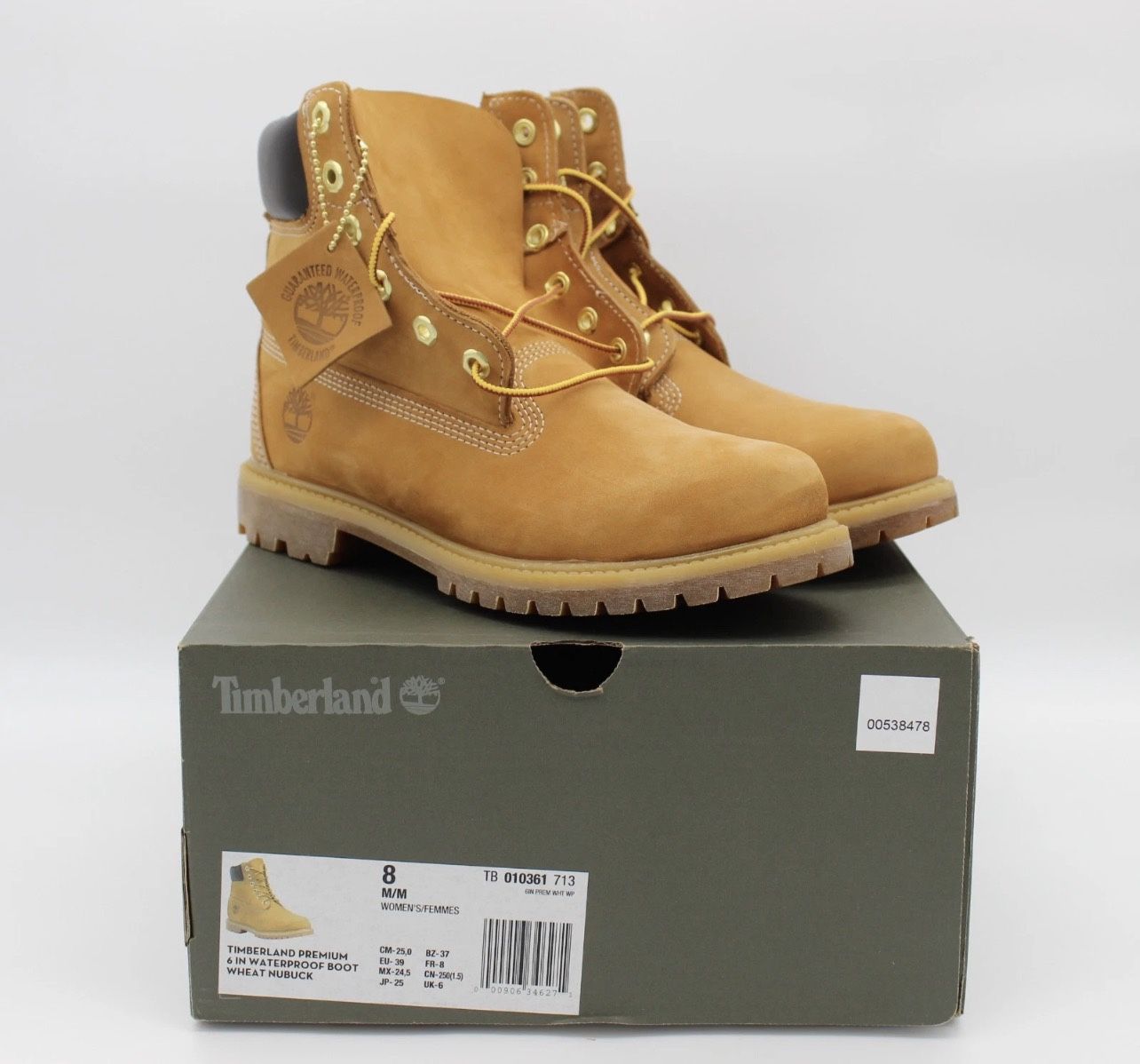 Timberland 6in Premium TB010361713 Boots Womens Wheat Leather Waterproof Size 8