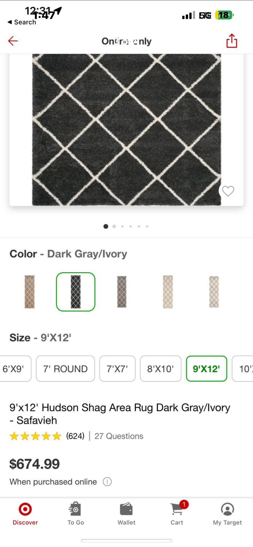 Target grey 9x12 Rug 