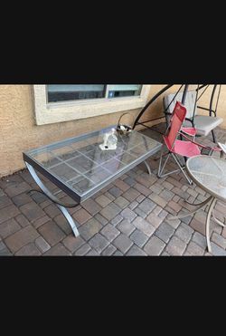 Heavy Patio Outside/inside Glass Table ** Great Value 