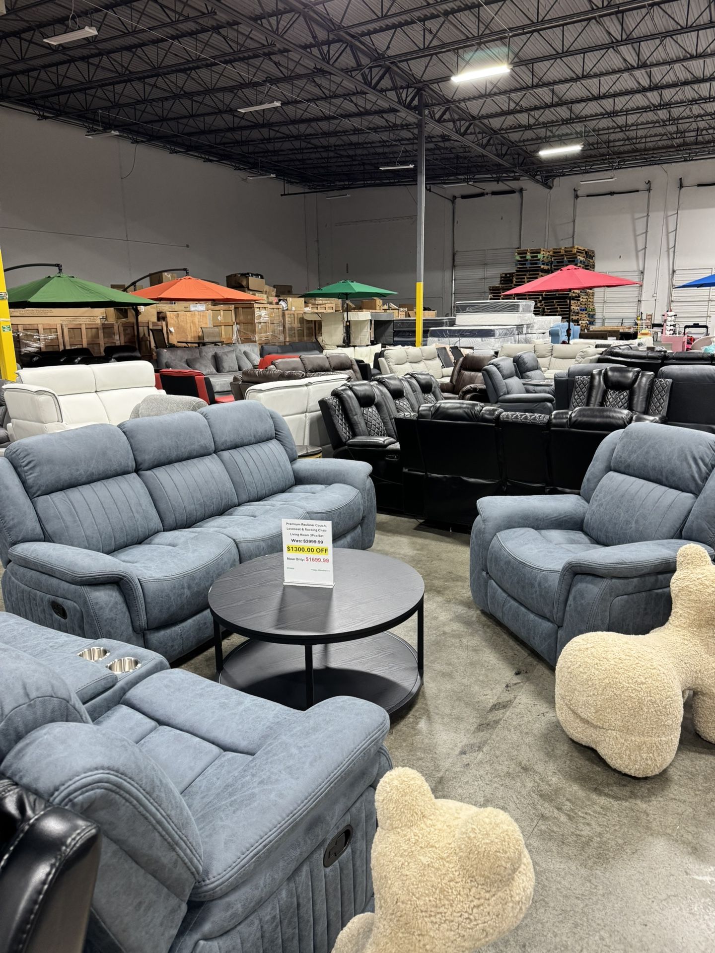 Premium Blue Living Room 3Pcs Living Room Set