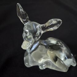 Fenton Deer Fawn Clear Art Glass Paperweight Figurine Vtg USA No Box 3.75"x3.5"