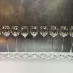 Set of (9) Gorgeous Vintage Crystal tall stem cordial glasses designed for serving small amounts of after-dinner liqueurs or digestifs. Awesome Fancy 