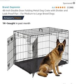 48-Inch Double Door Folding Metal Dog Crate