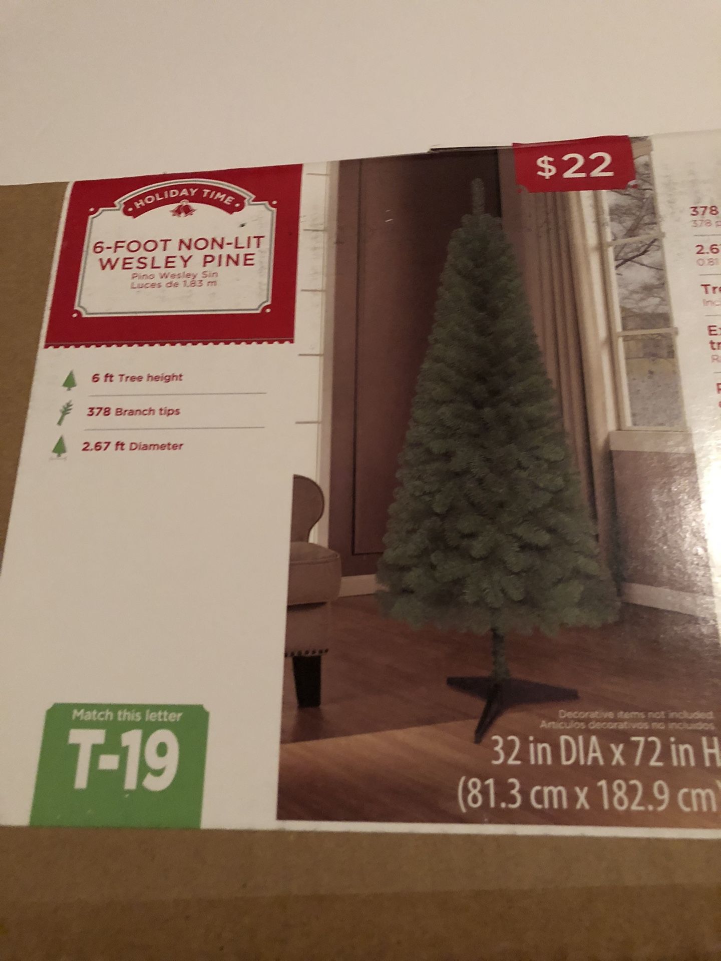 6 Foot Wesley Pine Christmas Tree Non Lit New in Box