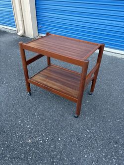 Mid Century Modern Brazilian Teak Rolling Cart 