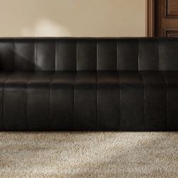 Poly & Bark - Canale Sofa - Onyx Black Leather 99”