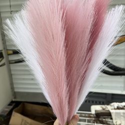 9 stems Faux Pampas Grass, White Light Pink and bold Pink 