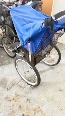 Blue Jogging Stroller with Large Wheels