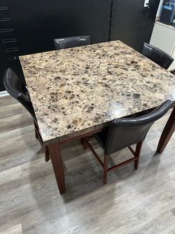 Marble Counter Height Dining Table with 4 Chairs