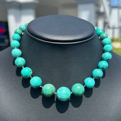 Jewelry Navajo Antique 14k solid yellow gold raw turquoise necklace chain 14.5" 10.0mm width 57.60g