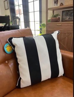 Cabana Outdoor Decor Patio Black & White Stripe Pillow 16x16