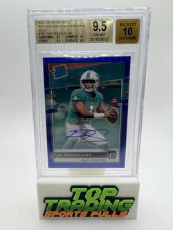 2020 Donruss Optic Tua Tagovailoa RC Rated Rookie Auto Blue /75 BGS 9.5 Auto 10