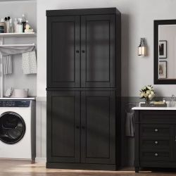 ❤️‍🔥 #C Bathroom Linen Cabinet with 2 Drawers, 32" W x 71.5" H - Black$90