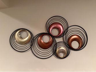 Modern Metallic Abstract Circles Metal Wall Art / Decor