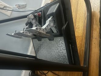 Custom built racing chair simulator with VW seats and thrustmaster equipment.
