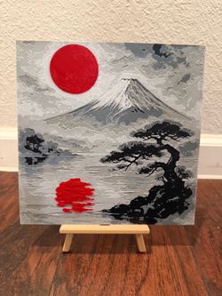 Mount Fuji Japanese 3D Wall Art – Red Sun 🌅