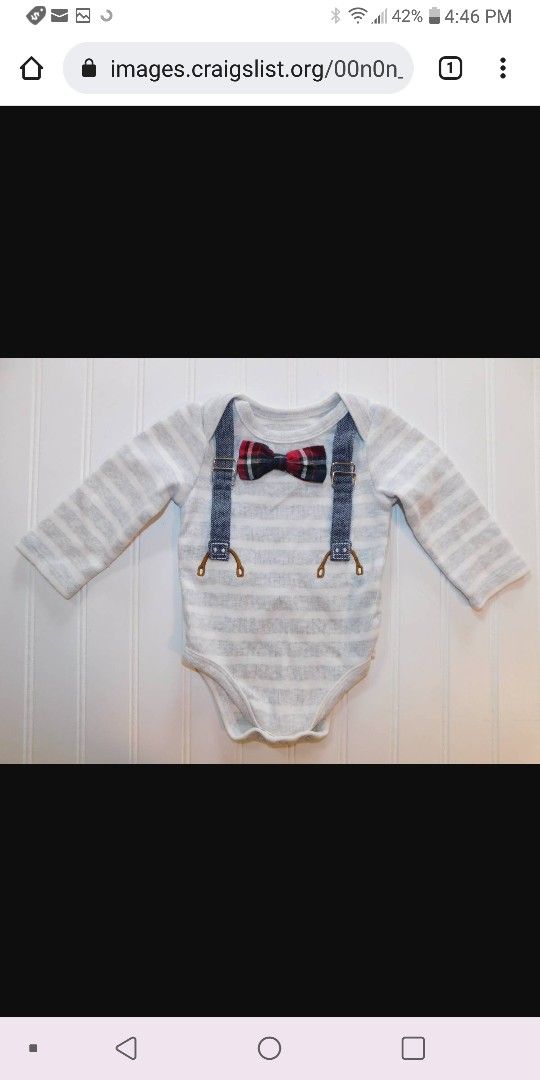 Baby Boys Clothes Mud Pie 3-6 Months Gray Striped Bodysuit Top Bow Tie