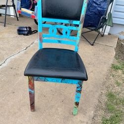 Unique Hydro-dipped Solid Wood And Leather Chair