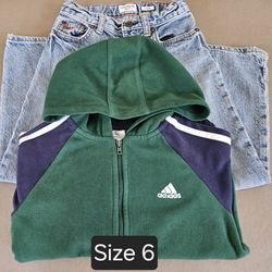 Boy Size 6 Clothing- Addidas Hoodie & Osh Kosh Jeans