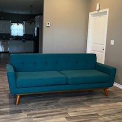 Teal Sofa - Modway Engage Mid-Century Modern By Upholstered Fabric Sofa in Azure