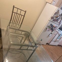 3 Piece Rustic Glass Table Dining Set 