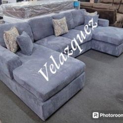 ✅️✅️4 pc  corduroy fabric sectional sofa with double chaise ✅️✅️