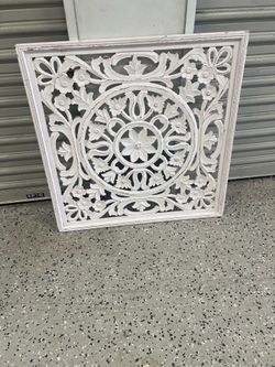 Carved wood art panel