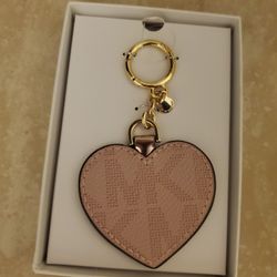 MICHAEL KORS PINK LEATHER HEART MIRROR BAG CHARM