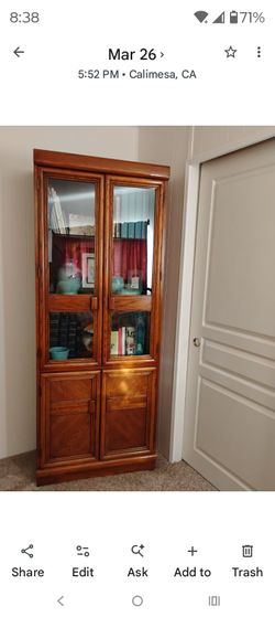 Bookcase Cabinet with Glass Doors & Light $55 (Emptied, in the garage, ready to load!)