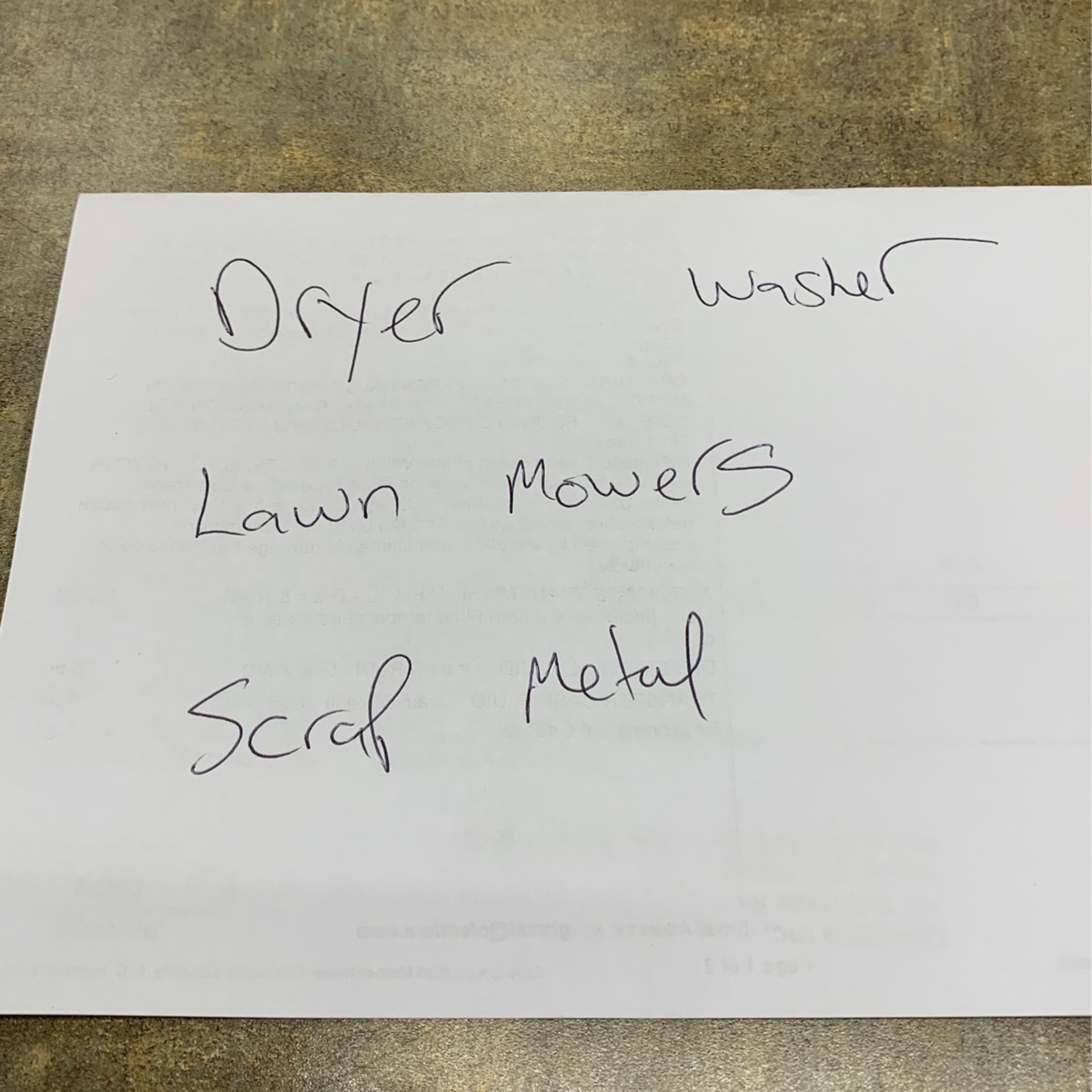 Washer & Dryer Lawn Mowers Parts Or Repair
