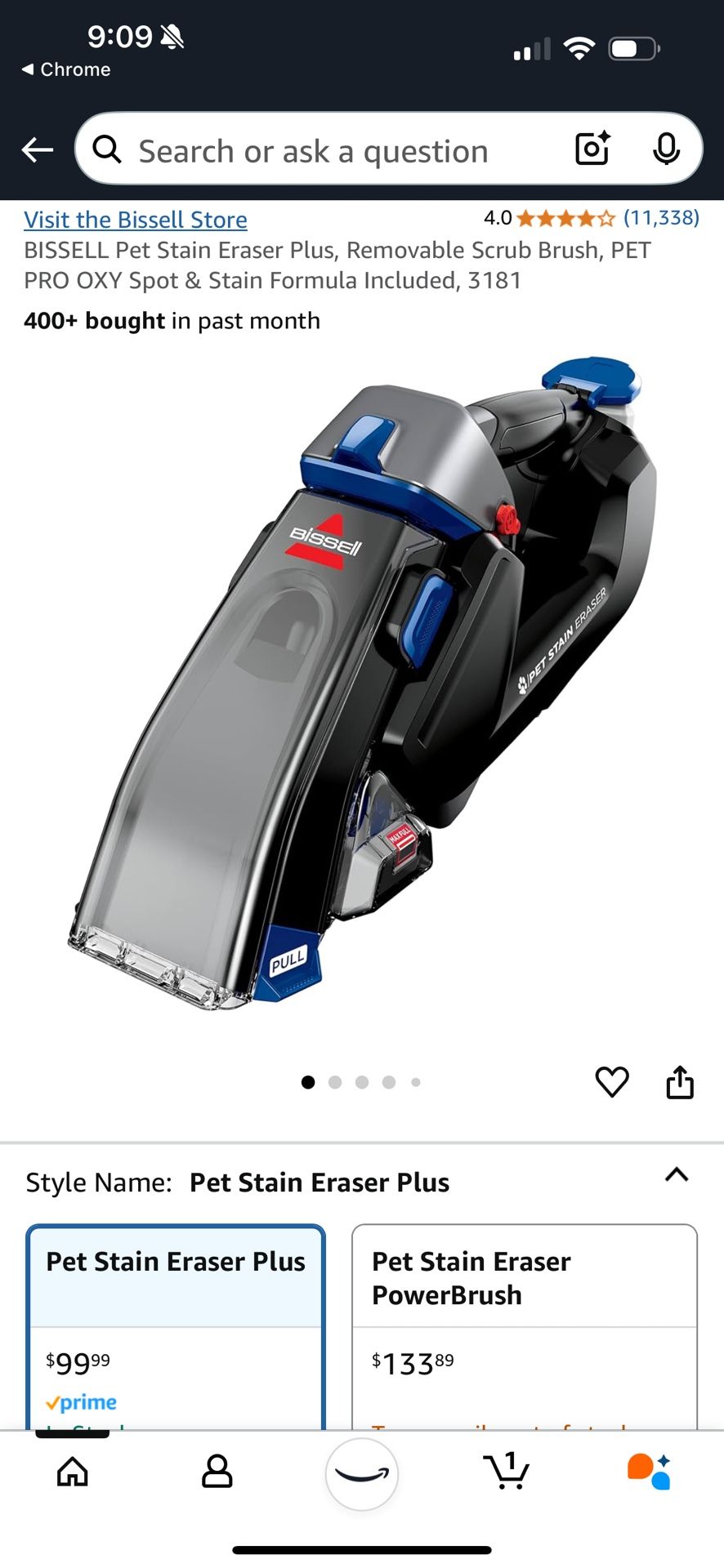 New Bissell Pet Stain Eraser Plus Portable Deep Cleaner Carpet Hand Vacuum