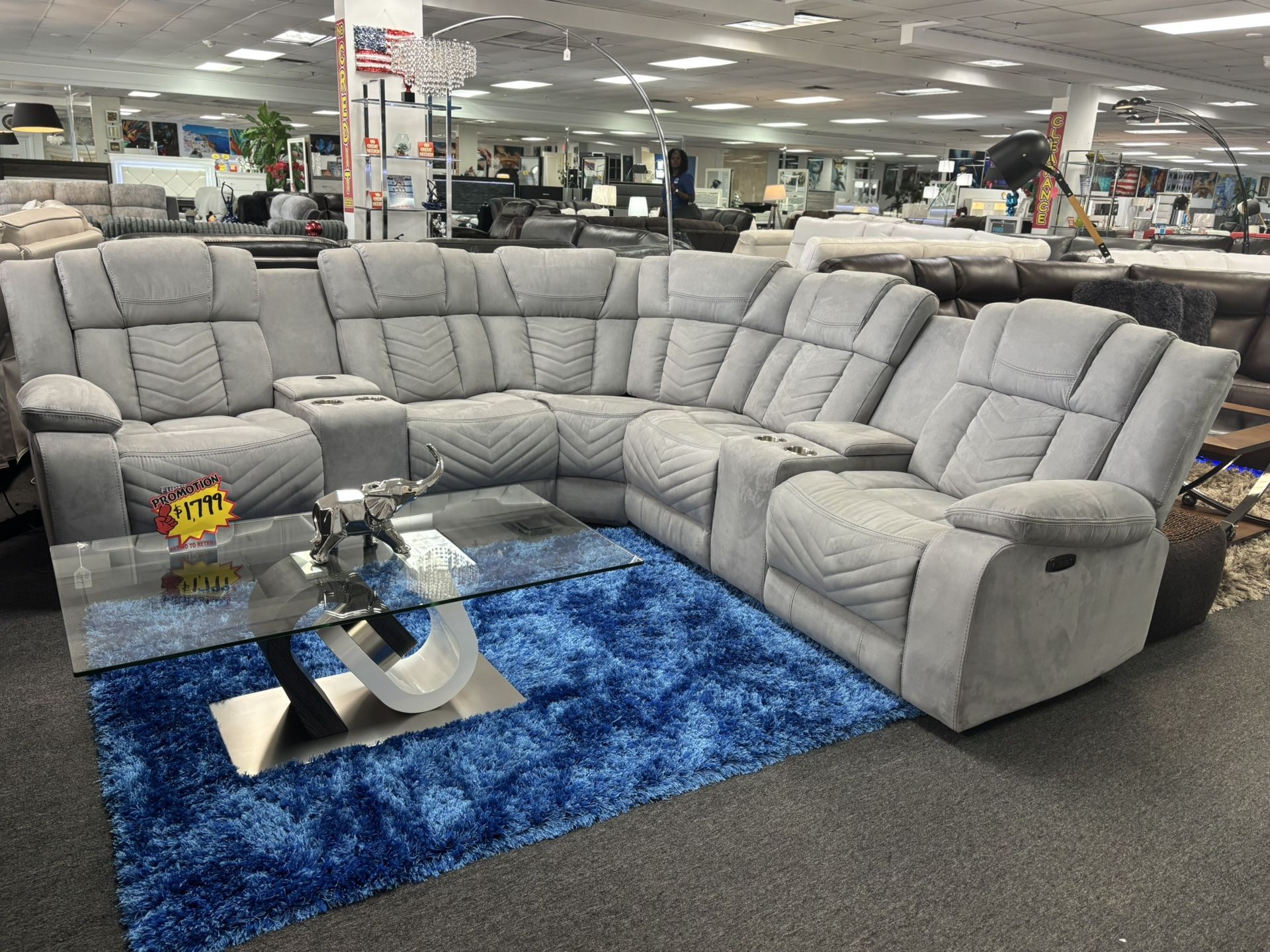 Light Gray L Shaped Sectional Couch Microfiber PWR Recliner For Sale (brand New) Furniture Blowout