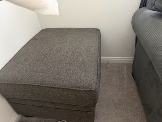 Gray Fabric Upholstered Ottoman