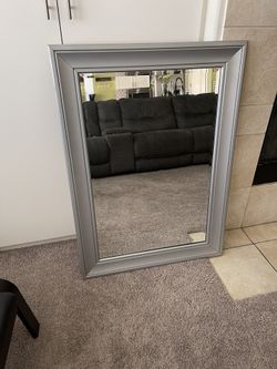 Matte Grey Trim Mirror Heavy 31”x43”