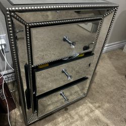 Mirrored Miniature Nightstands with champagne accents