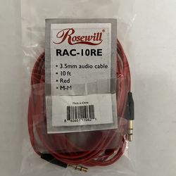 10 - Foot - Red  - 3.5mm - Audio Cable - (New)