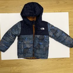 NORTH FACE reversible puffer jacket 4T turns into teddy brown one