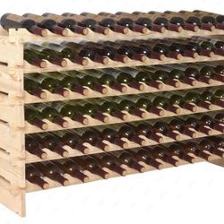 Wood 72 Bottle Wine Rack Stackable Storage 6 Tier Storage Display Shelves