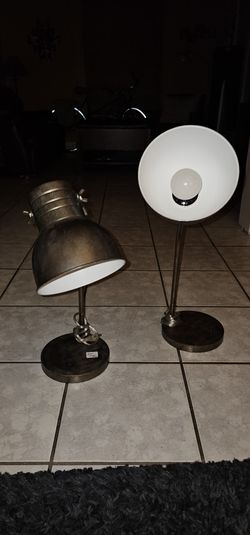 TWO INDUSTRIAL NIGHTSTAND LAMPS