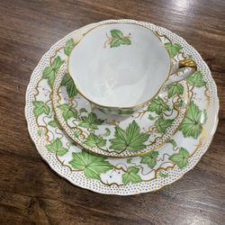 Vintage Royal Chelsea English Bone China Tea Cup, Saucer and Plate with Gold Trim