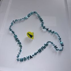 Blue and Yellow Happy Birthday Necklace and Ring 