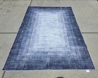 5x7 Modern Washable Area Rugs with Non-Slip Rubber Backing, Low Pile Blue