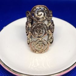 Vintage Copper Tone Filigree Swirl Circle Ring Size 6