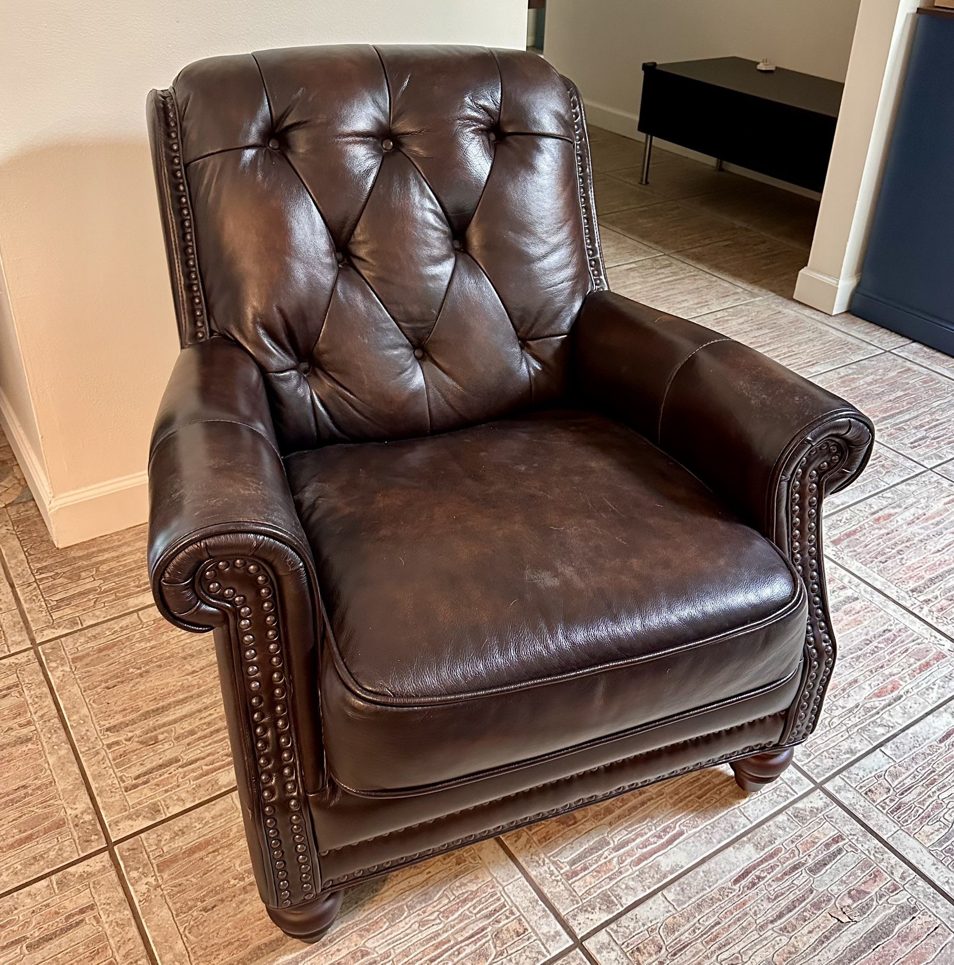 Two Beautiful Brown Leather Armchairs