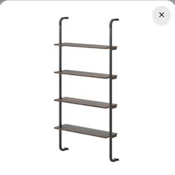 Brand New Costway 4-Tier Industrial Pipe Wall Shelf – Rustic Brown