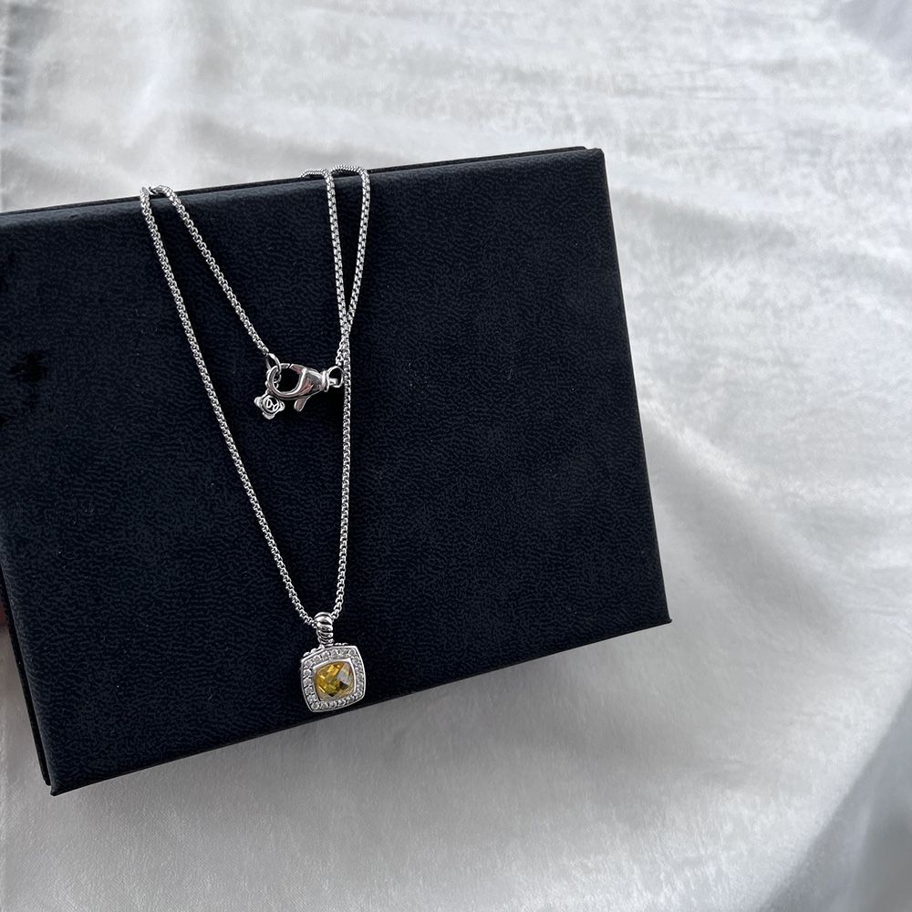 David Yurman Sterling Silver Necklace Citrine And Diamond