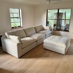NEW Beige Linen Cloud Couch Sectional 